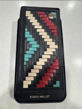HOOEY "BLACK HAWK" RODEO HOOEY WALLET BLACK/RED AZTEC PRINT Turquoise
